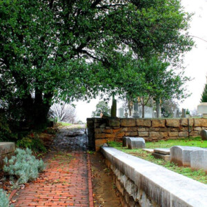 Brick walk between cemetery are plots at Oakland Cemetery. Canon EOS Rebel T3i. Brick walk between cemetery are plots at Oakland Cemetery. Canon EOS Rebel T3i.