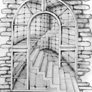 Ink on paper. Out the Window