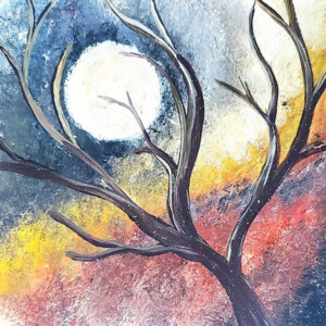 Prompt: moon glow. 5x5 acrylic on foamcore. Acrylic April 2020