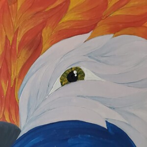 Prompt: foxy. 5x5 acrylic on foamcore. With a prompt like foxy, you know EVERYONE is going to do some sort of fox, so how do you make it different? I chose an abstract close up. Acrylic April 2020