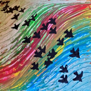 Prompt: Unexpected Journey. 5"x5" acrylic on foamcore. Acrylic April 2020