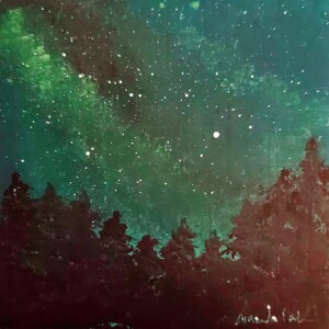 Prompt: Glow. 5"x5" acrylic on foamcore. Acrylic April 2020