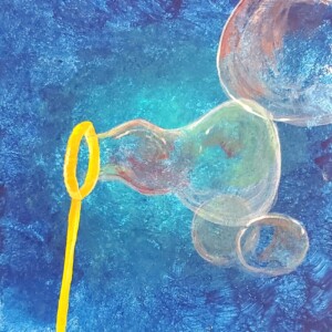 Prompt: Lighter Than Air. 5"x5" acrylic on foamcore. Acrylic April 2020