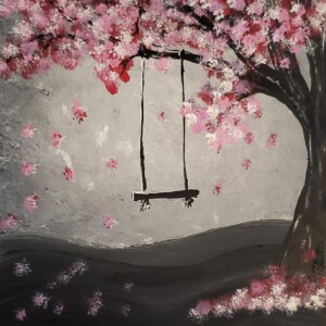 Prompt: Innocent. 5"x5" acrylic on foamcore. Acrylic April 2020