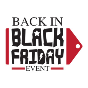 Black Friday logo with a "Back in Black" rock inspiration. Black Friday logo with a "Back in Black" rock inspiration.