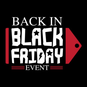 Black Friday logo with a "Back in Black" rock inspiration. Black Friday logo with a "Back in Black" rock inspiration.