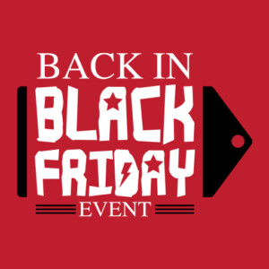 Black Friday logo with a "Back in Black" rock inspiration. Black Friday logo with a "Back in Black" rock inspiration.