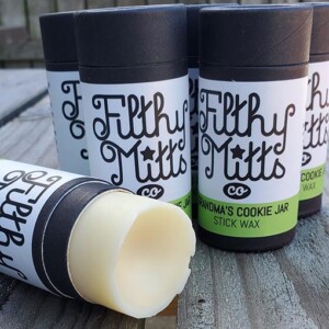 The original packaging for the original hand crafted Filthy Mitts Co. stick wax. The original packaging for the original hand crafted Filthy Mitts Co. stick wax.