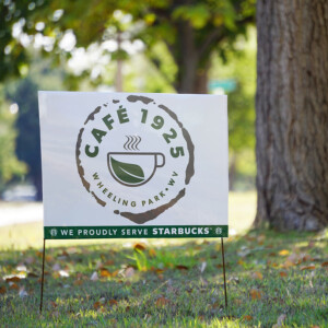 Yard sign featured in and around the park Yard sign featured in and around the park