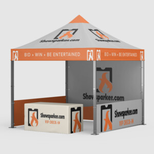 Promotional tent mock-up showcasing possible branding activations at events. Promotional tent mock-up showcasing possible branding activations at events.