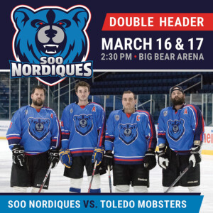 Soo Nordiques with their bear head logo jerseys. Soo Nordiques with their bear head logo jerseys.