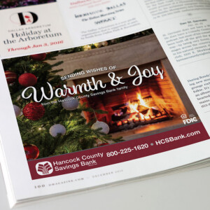 Magazine and newspaper print ad for Hancock County Savings Bank. Magazine and newspaper print ad for Hancock County Savings Bank.