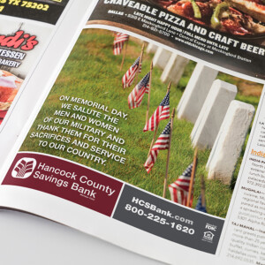 Magazine and newspaper print ad for Hancock County Savings Bank. Magazine and newspaper print ad for Hancock County Savings Bank.