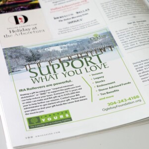 Half page vertical magazine ad for Oglebay foundation. Half page vertical magazine ad for Oglebay foundation.