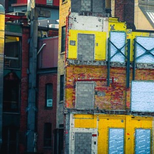 Dilapidated buildings in downtown Toronto, ON, painted to not be such an eyesore. Dilapidated buildings in downtown Toronto, ON, painted to not be such an eyesore.