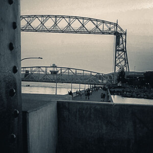 Looking toward the Aerial Lift Bridge from the lighthouse at Canal Park in Duluth. Canon EOS Rebel T3i. Looking toward the Aerial Lift Bridge from the lighthouse at Canal Park in Duluth. Canon EOS Rebel T3i.