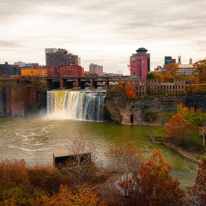High falls on the Genesee River in Rochester, NY. Photography: Rochester, NY. High falls on the Genesee River in Rochester, NY.