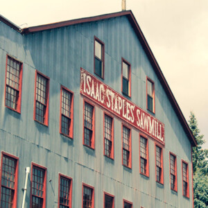 The old Isaac Staples Sawmill has been reimagined into a shopping and other commercial use building, but retains much of its historic charm and logging heritage. The old Isaac Staples Sawmill has been reimagined into a shopping and other commercial use building, but retains much of its historic charm and logging heritage.