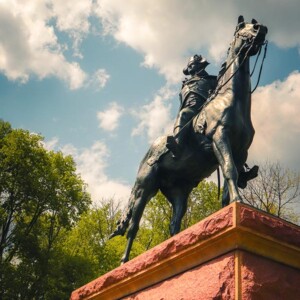 Low angle view of Brigadier General Anthony Wayne monument at Valley Forge National Battlefield. Low angle view of Brigadier General Anthony Wayne monument at Valley Forge National Battlefield.