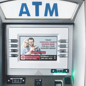 Static display screen on an ATM. Static display screen on an ATM.