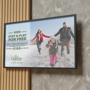 Static display screens for events and promotions, playing in rotation throughout the property. Static display screens for events and promotions, playing in rotation throughout the property.