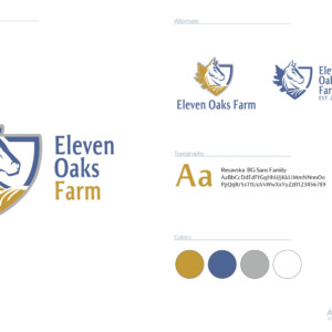 This family thoroughbred horse farm wanted a new logo to be able to put on apparel and other branded items related to the farm business. The logo needed to feature the rolling hills of Western PA, a pin oak leaf prevalent on the farm, and a profile of one of their horses. This family thoroughbred horse farm wanted a new logo to be able to put on apparel and other branded items related to the farm business. The logo needed to feature the rolling hills of Western PA, a pin oak leaf prevalent on the farm, and a profile of one of their horses.