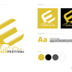 A small-town beer festival wanted an iconic logo they could use for both general branding and cool swag. This concept takes the E and makes it look like the bottom of a tipping beer mug and anchors it to the wordmark in frothy beer bubbles. The gold color used is similar to a pilsner and is simultaneously warm while being bright and readable on a variety of substrates (except maybe beer). A small-town beer festival wanted an iconic logo they could use for both general branding and cool swag. This concept takes the E and makes it look like the bottom of a tipping beer mug and anchors it to the wordmark in frothy beer bubbles. The gold color used is similar to a pilsner and is simultaneously warm while being bright and readable on a variety of substrates (except maybe beer).