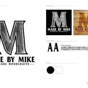 Sometimes logo requests come in groups. This logo was the second request I received in a short time for a woodworker. Surprisingly, they don’t know each other and the timing was a complete coincidence. Anyway, Mike wanted a monogram style logo that really conveyed wood and would be able to be used as a stencil and possibly turned into a embossing iron. The trick was to keep the grain lines bold enough to be seen and understood no matter how it was produced without being overwhelming to the design. Sometimes logo requests come in groups. This logo was the second request I received in a short time for a woodworker. Surprisingly, they don’t know each other and the timing was a complete coincidence. Anyway, Mike wanted a monogram style logo that really conveyed wood and would be able to be used as a stencil and possibly turned into a embossing iron. The trick was to keep the grain lines bold enough to be seen and understood no matter how it was produced without being overwhelming to the design.