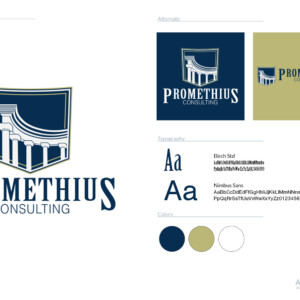 Promethius is a structural engineering firm. Their logo was to be bold, strong, and something that felt it could withstand anything. Utilizing a shield and roman columns, the icon conveys feelings related to size, strength, trustworthy. The navy blue juxtaposed to a Vegas gold feels confident and in control Promethius is a structural engineering firm. Their logo was to be bold, strong, and something that felt it could withstand anything. Utilizing a shield and roman columns, the icon conveys feelings related to size, strength, trustworthy. The navy blue juxtaposed to a Vegas gold feels confident and in control