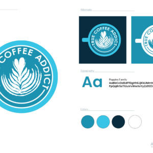 A proposed self-contained logo for a coffee review blog. I personally preferred this in an orange and brown scheme because it was warm, but this blue and aqua is what the client preferred. A proposed self-contained logo for a coffee review blog. I personally preferred this in an orange and brown scheme because it was warm, but this blue and aqua is what the client preferred.