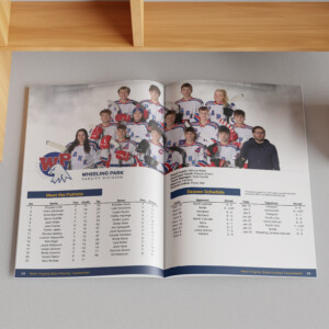 Souvenir guidebook for the 2025 West Virginia State High School Hockey Tournament.
