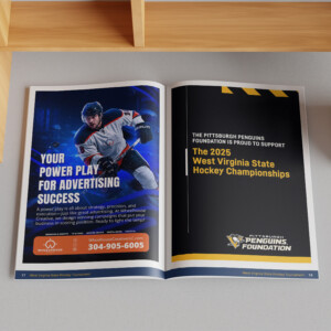 Souvenir guidebook for the 2025 West Virginia State High School Hockey Tournament.