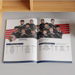 Souvenir guidebook for the 2025 West Virginia State High School Hockey Tournament.