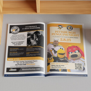 Souvenir guidebook for the 2025 West Virginia State High School Hockey Tournament.