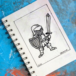 Simple cartoon knight. Inktober 2020 - Day 14: Armour. Simple cartoon knight.
