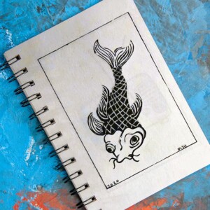 Ink illustration of a carp. The thought behind this was to make it look more like a plate or block print. Inktober 2020 - Day 1: Fish. Ink illustration of a carp. The thought behind this was to make it look more like a plate or block print.
