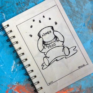 Oh what a wonderful mess we have here! An homage to Pooh getting stuck in his honey pot. Oh bother. Inktober 2021 -Day 12: Stuck. Oh what a wonderful mess we have here! An homage to Pooh getting stuck in his honey pot. Oh bother.