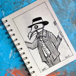 Fun story about this... I did this, then I was inspired to use this concept as a base and incorporate all of the other prompts in one cool plague doctor illustration. Somewhere along the lines, I lost that sketchbook and was left with this. Maybe one day I will either stumble on the book or try again. Inktober 2021 -Day 2: Suit. Fun story about this... I did this, then I was inspired to use this concept as a base and incorporate all of the other prompts in one cool plague doctor illustration. Somewhere along the lines, I lost that sketchbook and was left with this. Maybe one day I will either stumble on the book or try again.