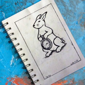 Follow the white rabbit so you're not too late to the tea party. Inktober 2021 -Day 8: Watch. Follow the white rabbit so you're not too late to the tea party.